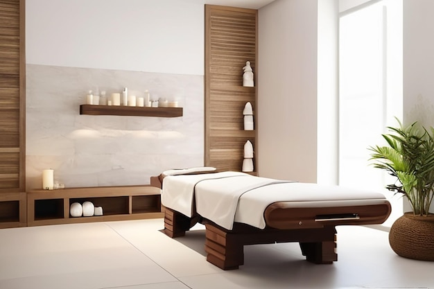 Spa-Massage-Zimmer-Mockup Leere weiße Fläche für Ihr Design