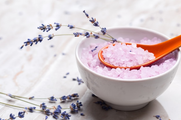 Spa-Set mit Meersalz, Lavendel