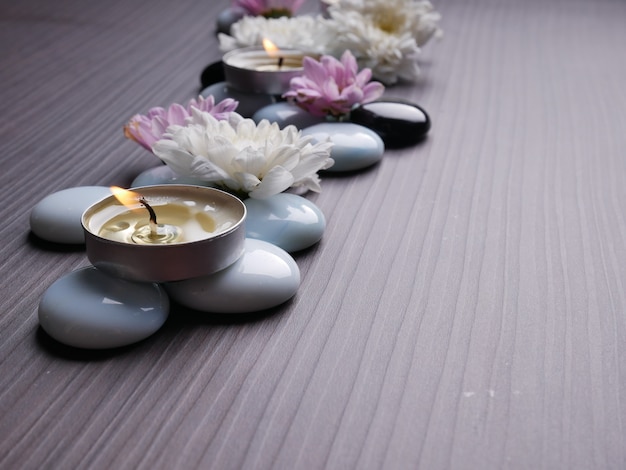 Spa tema conceito vela pedra natureza flor bambu