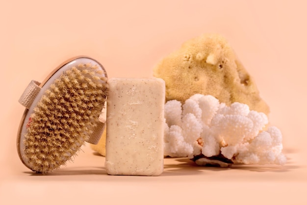 Spa- und Schönheitspflege-Set mit Seesponge-Seife und verschiedenen Muscheln