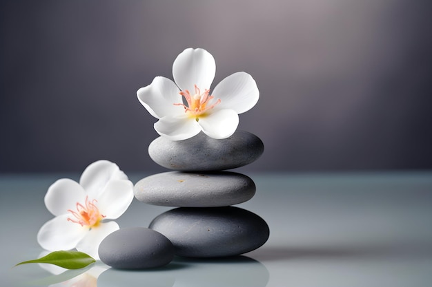 Spa und Yoga-Steine mit Blumen