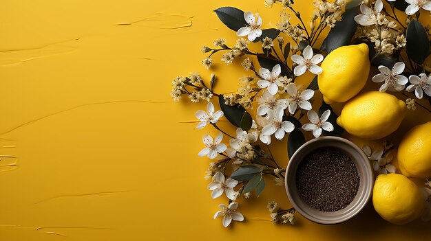 spa_wellness_yellow_background_flat_lay_top_view