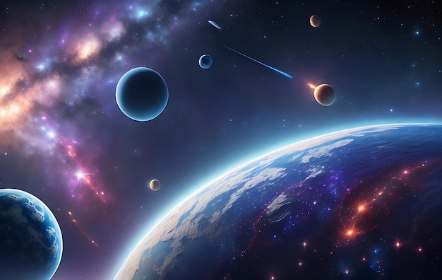 Space Galaxy Planets Stars 4K Ultra HD Wallpaper Impresionante arte de ciencia ficción espacial para Android y Windows