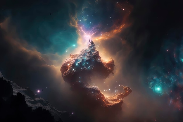 Space Nebula erstaunlich bunter Nebel AIGenerated