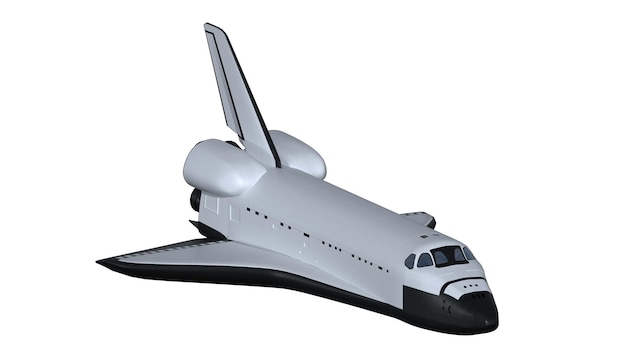 Space Shuttle isoliert auf Weiß Render 3D Illustration