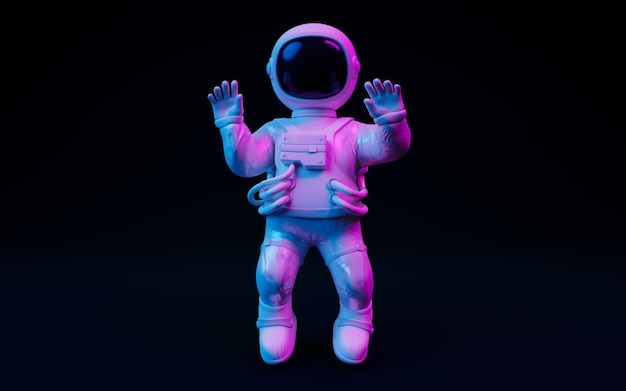 Spaceman com luzes fantásticas renderização em 3d