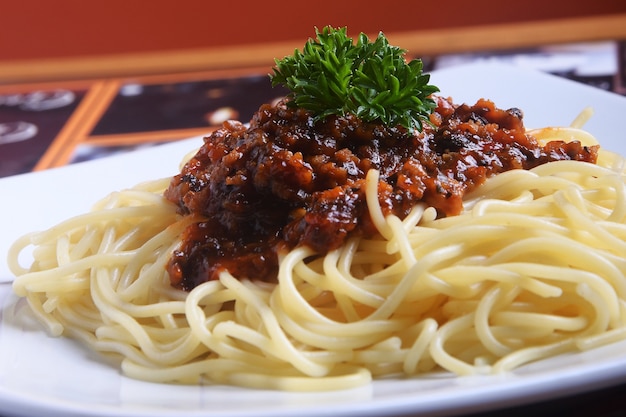 Spagetti-Essen, das verzehrfertig ist