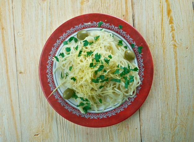 Spaghetti al pecorino - Espaguete com queijo pecorino