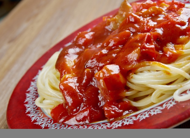 Foto spaghetti amatriciana, tradicional massa italiana