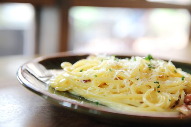 Spaghetti Carbonara auf Nahaufnahme