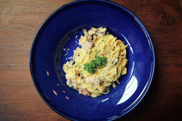 Spaghetti Carbonara mit Speck und Käse