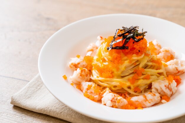 Spaghetti cremig mit Garnelen und Garneleneiern