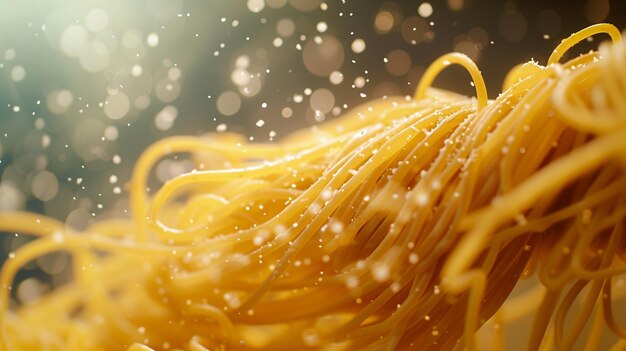 Spaghetti in Bewegung, fliegende Nudeln in der Luft, geeignet für Nudeln oder Spaghetti-Themen