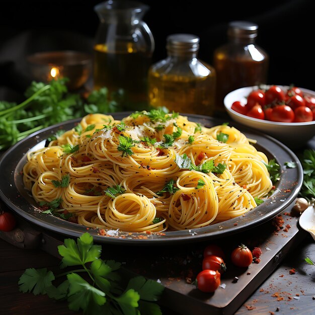 Spaghetti mit Knoblauch und Olivenöl verleihen einem Gericht eine wunderbare Raffinesse
