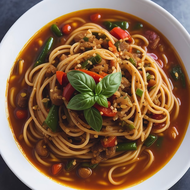 Spaghetti, Oliven, Chilischoten und Weißwein