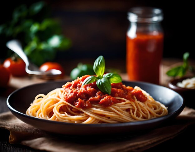 Spaghetti-Pasta mit einer köstlichen hausgemachten Tomatensauce