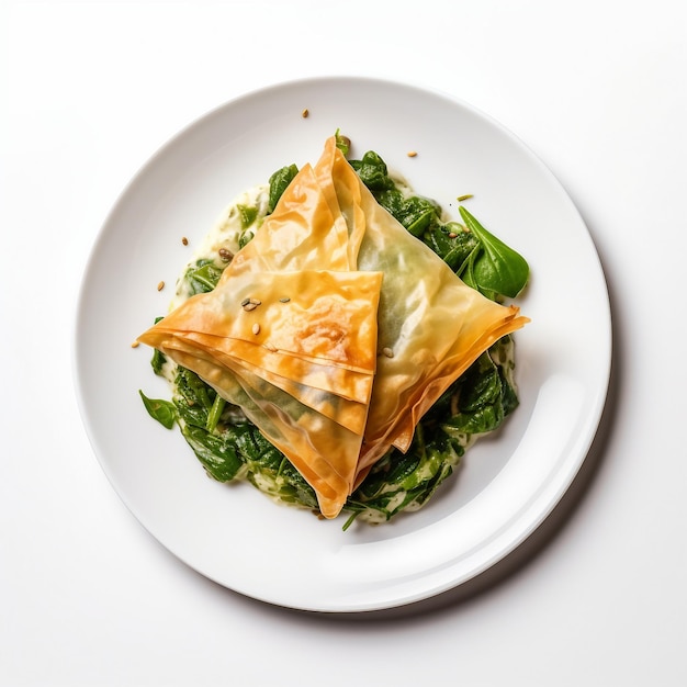 Spanakopita em um prato branco