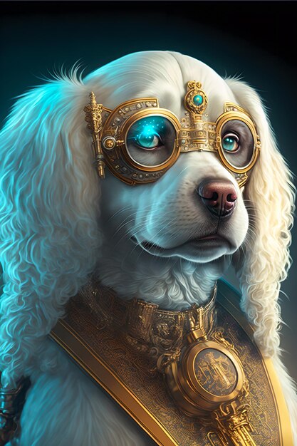 Spaniel Steampunk con gafas