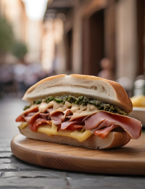 Spanien_populär_Bocadillo_Sandwich_auf_dem_Tisch_außen