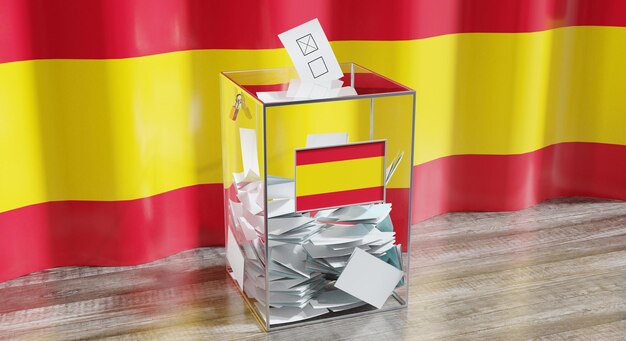 Spanien Wahlurne Abstimmung Wahlkonzept 3D-Darstellung