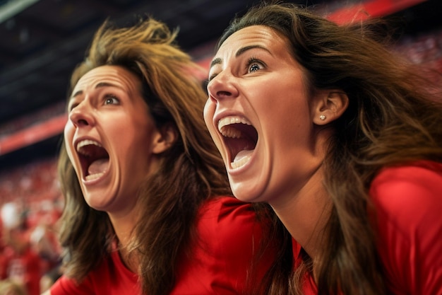 Spanische Fußballfans in einem WM-Stadion feiern den Sieg der spanischen Fußballnationalmannschaft