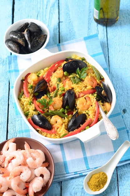 Spanische traditionelle Meeresfrüchte-Paella