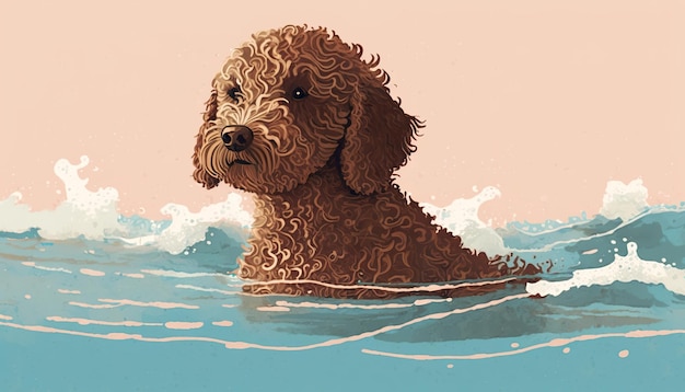 Spanischer Wasserhund Kreative Illustration Ai Generate