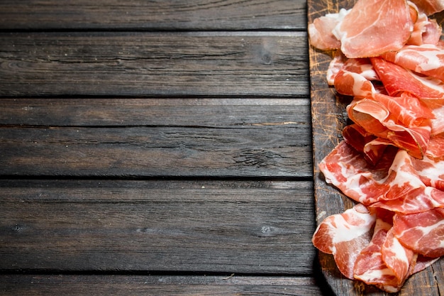 Spanish ham on the chopping Board