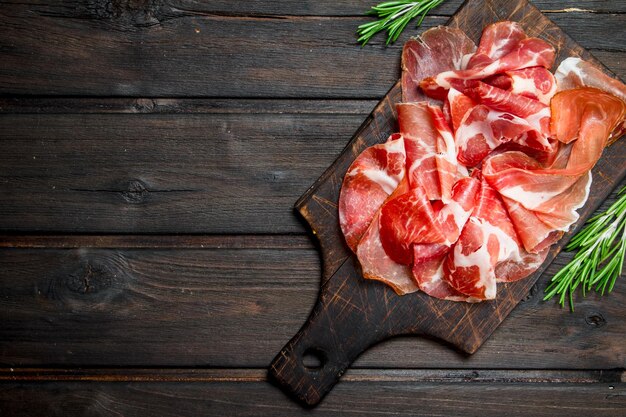 Spanish ham on the chopping Board