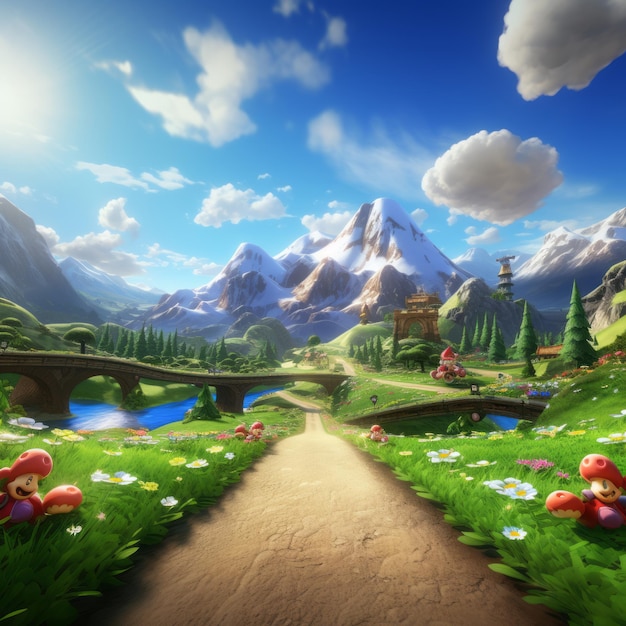 Spannendes Mario Kart-Abenteuer Erobern Sie die Rennstrecke inmitten einer atemberaubenden Alpenlandschaft