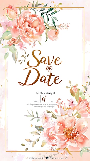 Sparen Sie mein Date mit einem blumigen Hintergrund