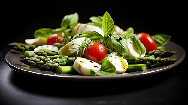 Spargel-Caprese-Salat Spargel-Salat-Rezept Caprese-Salat Vegetarisch Genetisches Essen ai