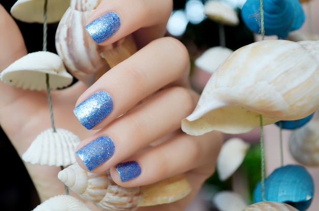 Sparkle linda manicure azul