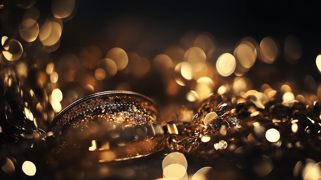 Sparkling Luxury Gold Glitter Bokeh Sparkles und Partikel Generative AI