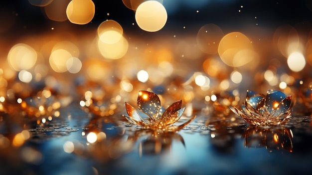 Sparkling Luxury Gold Glitter Bokeh Sparkles und Partikel Generative AI