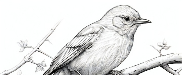 Sparrow sitzt auf dem Zweig eines Baumes Skizze für Ihr Design