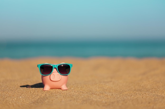 Sparschwein am Strand im Sommer