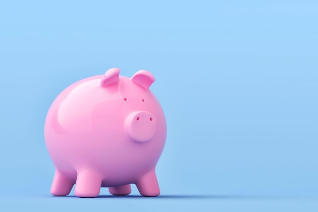 Sparschwein auf blauem Hintergrund 3D-Render