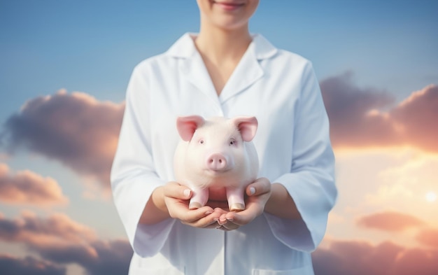 Sparschwein in den Händen einer Ärztin Generative Ai