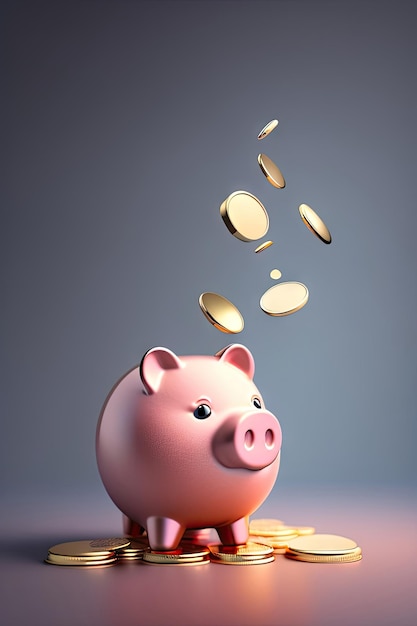 Sparschwein mit fallenden Münzen Sparen und Investieren