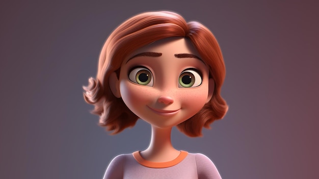 Spaß 3D-Cartoon-Casual-Charakter Frau generative KI