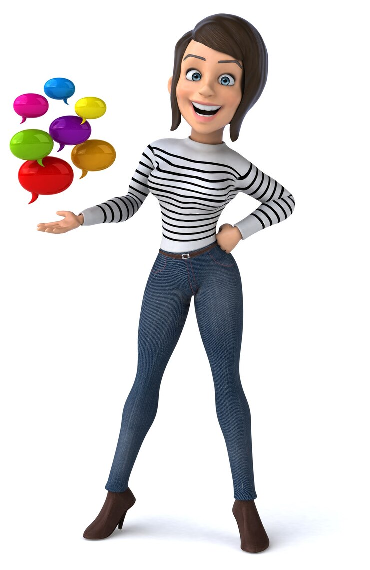 Foto spaß 3d-cartoon casual charakter frau