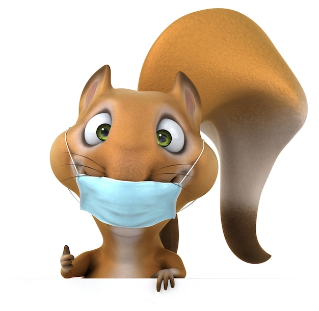 Spaß 3D Cartoon Eichhörnchen mit einer Maske