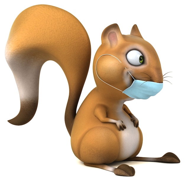 Spaß 3D Cartoon Eichhörnchen mit einer Maske