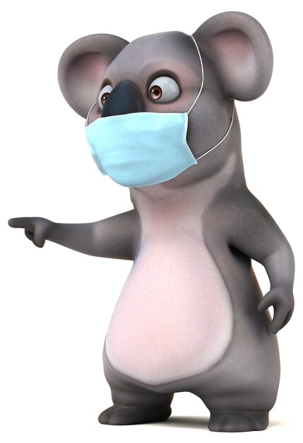 Spaß 3D-Cartoon-Koala mit einer Maske