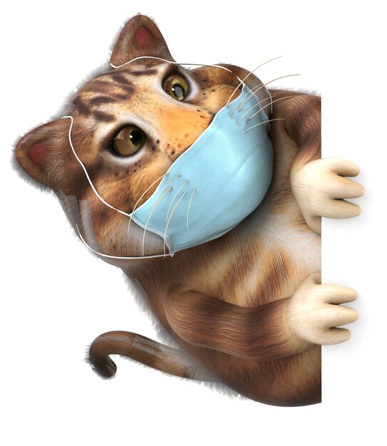 Spaß 3D-Illustration einer Katze mit einer Maske