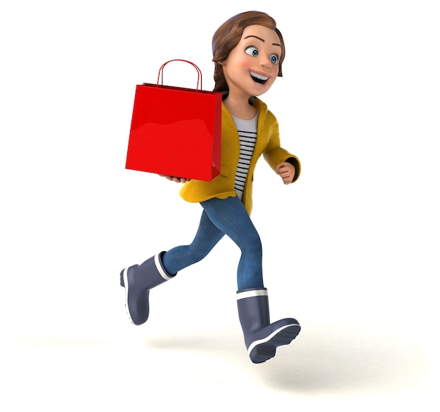 Spaß 3D-Illustration eines Cartoon-Teenager-Mädchens