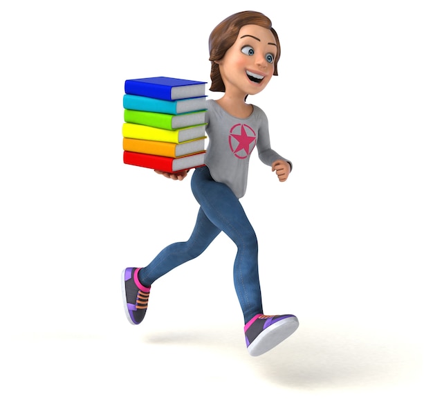 Spaß 3D-Illustration eines Karikatur-Teenager-Mädchens