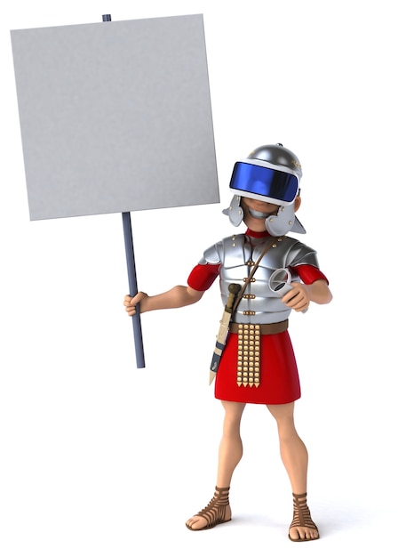 Spaß 3D-Illustration eines römischen Soldaten mit einem VR-Helm