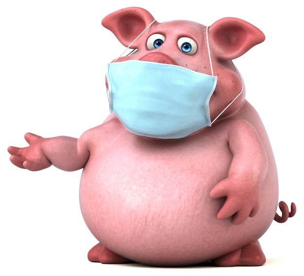 Spaß 3D-Illustration eines Schweins mit einer Maske